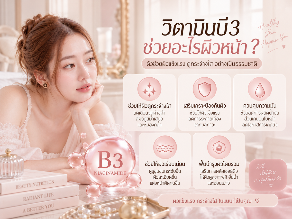วิตามินบี3 ช่วยอะไรผิวหน้า และช่วยหน้าขาวไหม